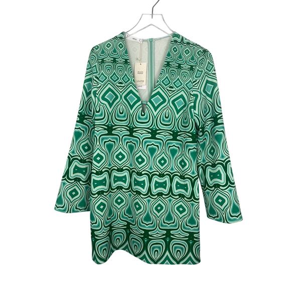 NWT MANGO Women Abstract Print Mini Dress, Green Combo Medium - Picture 3 of 8